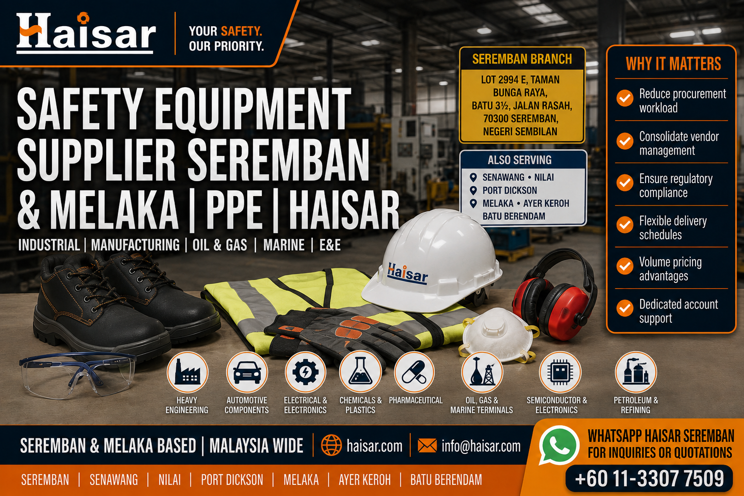Safety Equipment Supplier Seremban & Melaka | PPE | Haisar