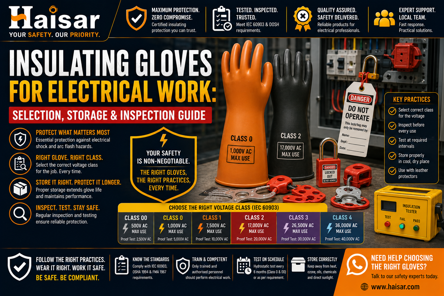 Insulating Gloves for Electrical Work: Selection, Storage and Inspection Guide