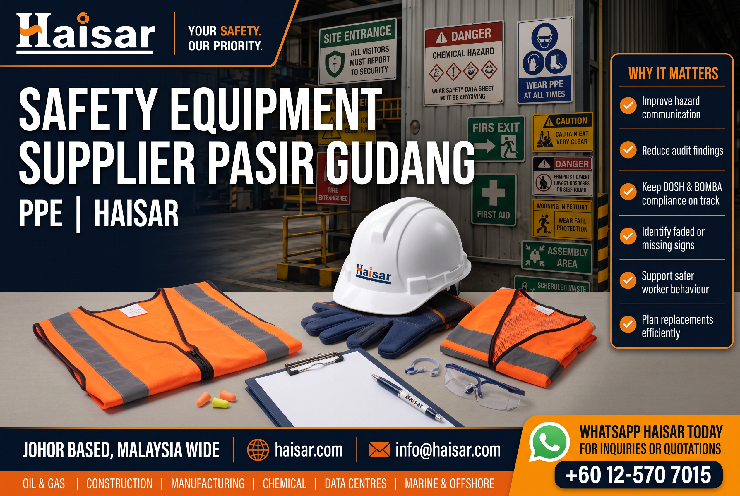 Safety Equipment Supplier Pasir Gudang | PPE | Haisar