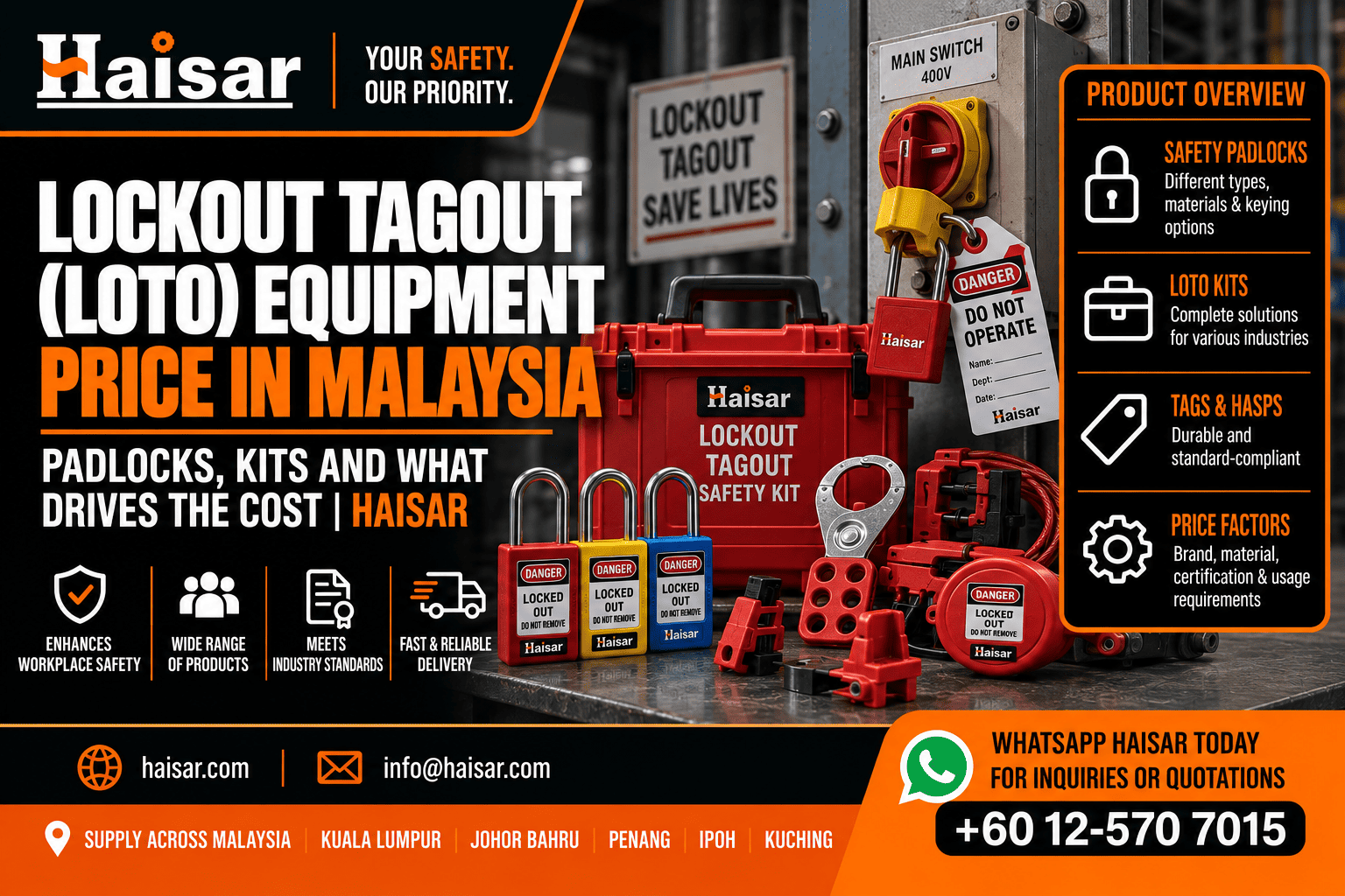 Lockout Tagout (LOTO) Equipment Price in Malaysia: Padlocks, Kits and What Drives the Cost | Haisar 